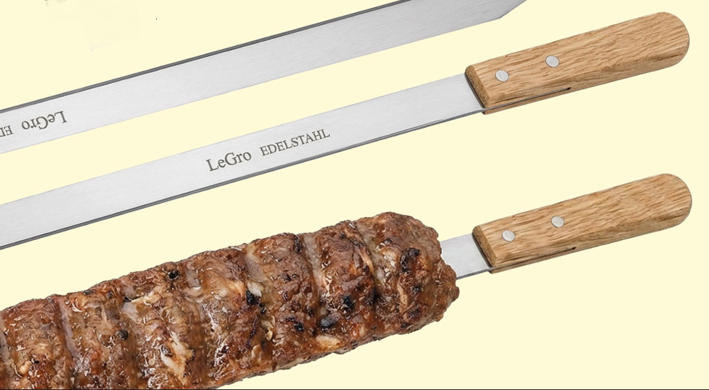 Adana Kebap Grillspieß mit Holzgriff - Edelstahl,  ( 1 Stück ) 